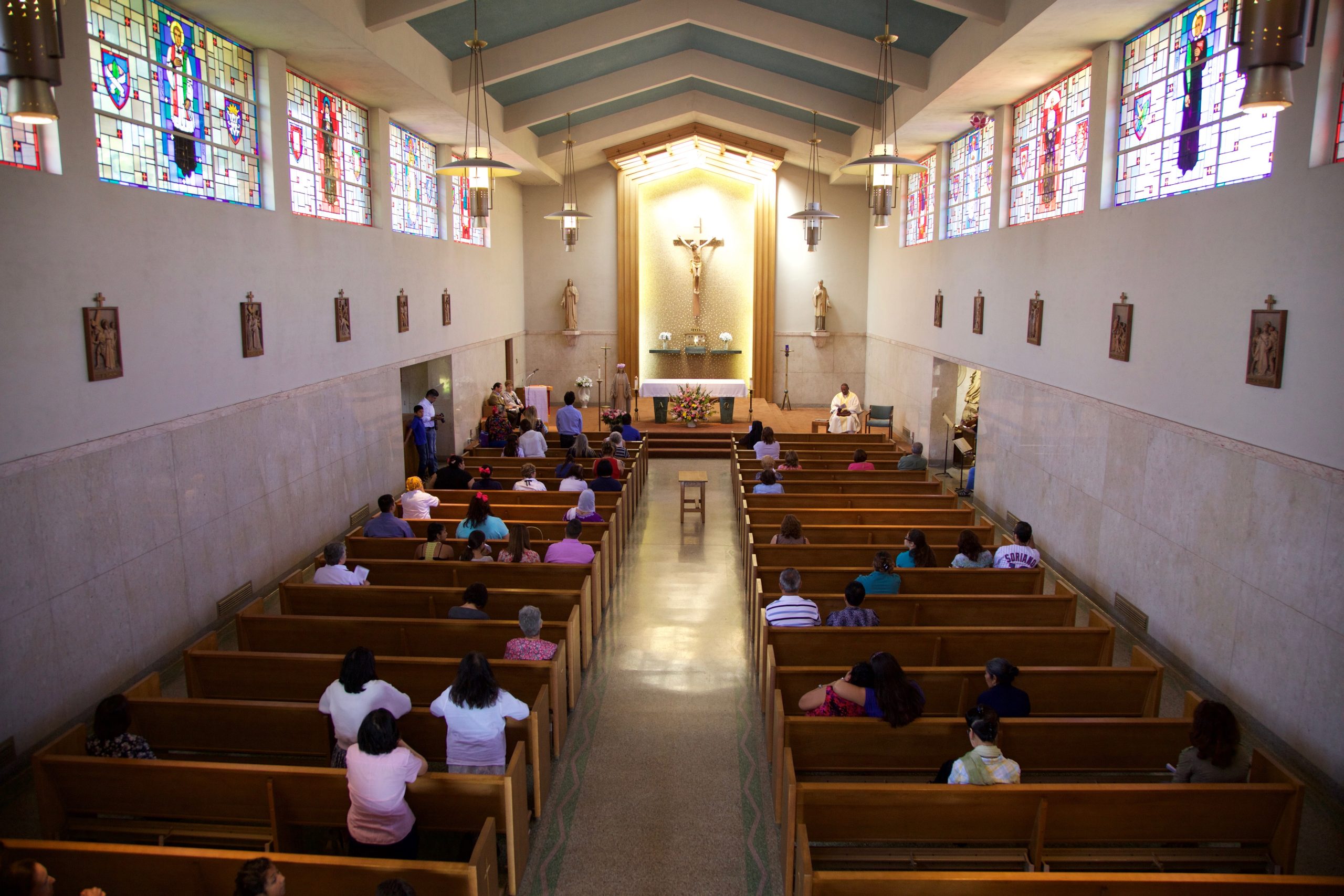 Doheny Chapel interior during Mass at De Paul Evangelization Center